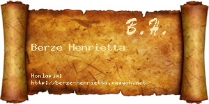 Berze Henrietta névjegykártya